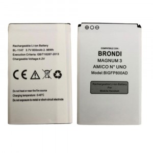 Batteria compatibile con Brondi Magnum 3 model BIGFP800AD 3.7V 800mAh 2.96Wh