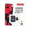 KINGSTON MICRO SD 64GB CLASE 10 CON ADAPTADOR SD 80MB/S CANVAS SELECT
