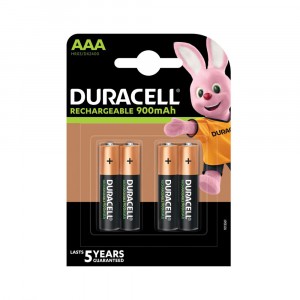 4 BATTERIES RECHARGEABLE AAA DURACELL 900 mAh STAYCHARGED PRECHARGED