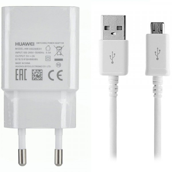 Micro USB Cavo Dati per Huawei P SMART Plus cavo di ricarica bianco 1,0m 