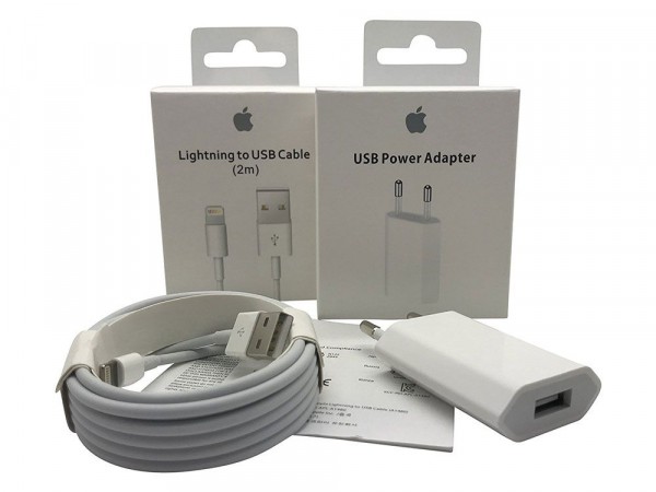 Adaptateur Original 5W USB + Lightning USB Câble 2m pour iPhone 8 Plus A1899